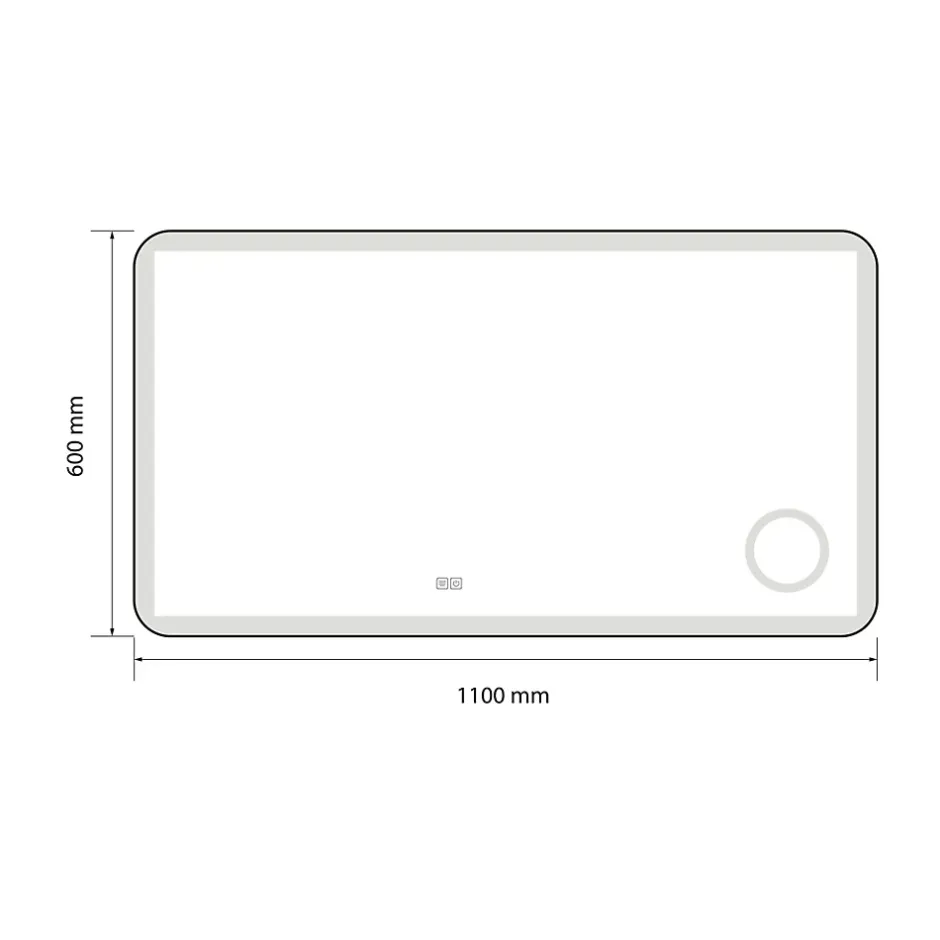 Luxury Bain Miroir salle de bain LED 110x60cm anti buée avec cadre en aluminium doré et loupe x3 LB-4685G