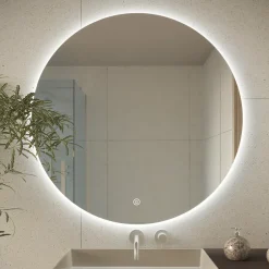 Lomazoo Miroir salle de bain Dallas avec LED 80 cm rond* Miroir Lumineux