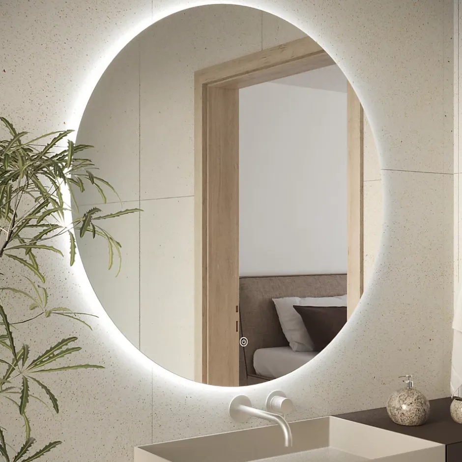 Lomazoo Miroir salle de bain Dallas avec LED 80 cm rond* Miroir Lumineux
