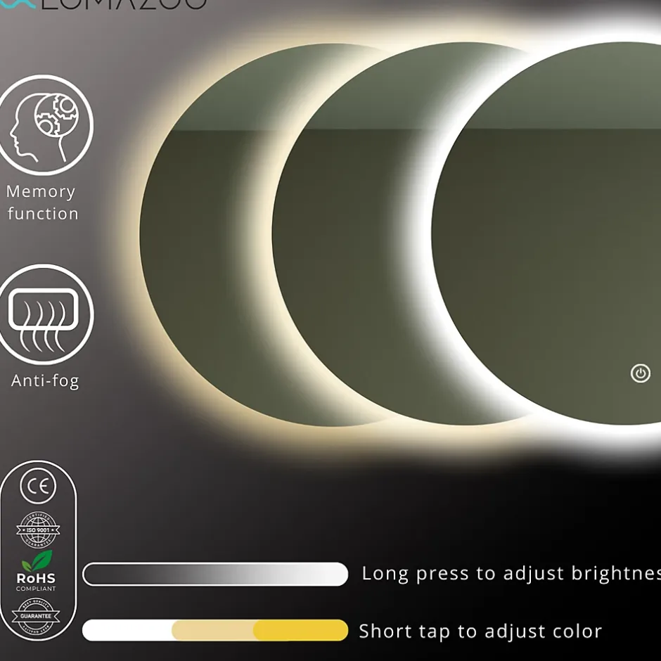 Lomazoo Miroir salle de bain Dallas avec LED 80 cm rond* Miroir Lumineux