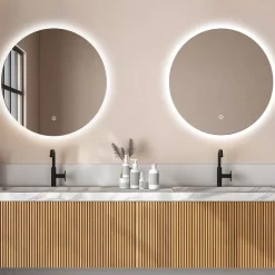 Lomazoo Miroir salle de bain Dallas avec LED 80 cm rond* Miroir Lumineux