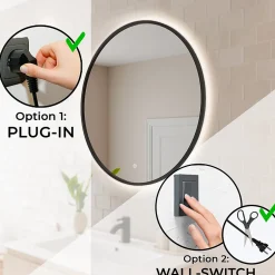 Lomazoo Miroir salle de bain Torino avec LED 80 cm rond Noir* Miroir Lumineux