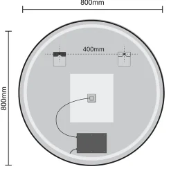 Lomazoo Miroir salle de bain Torino avec LED 80 cm rond Noir* Miroir Lumineux