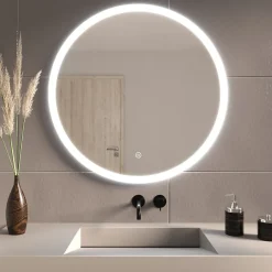 Lomazoo Miroir salle de bain Boston avec LED 80 cm rond* Miroir Lumineux