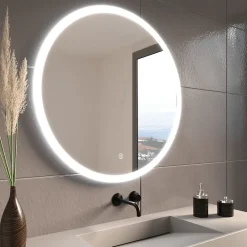 Lomazoo Miroir salle de bain Boston avec LED 80 cm rond* Miroir Lumineux