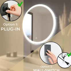 Lomazoo Miroir salle de bain Boston avec LED 80 cm rond* Miroir Lumineux