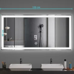 Lomazoo Miroir salle de bain Memphis avec LED 120 x 60 cm
