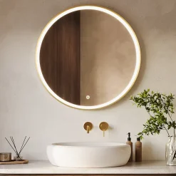 Lomazoo Miroir salle de bain Paris avec LED 80 cm doré rond* Miroir Lumineux