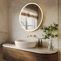 Lomazoo Miroir salle de bain Paris avec LED 80 cm doré rond* Miroir Lumineux