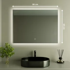 Lomazoo Miroir salle de bain Bryce avec LED 60 x 80 cm