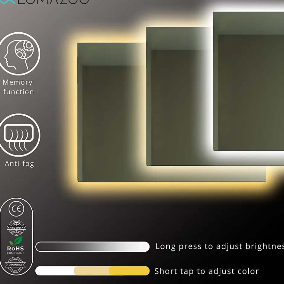 Lomazoo Miroir salle de bain Bryce avec LED 60 x 80 cm