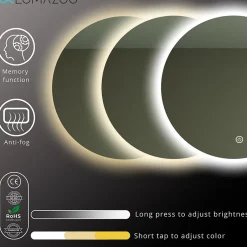 Lomazoo Miroir salle de bain Atlanta avec LED 70 cm rond