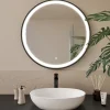 Lomazoo Miroir salle de bain Florence avec LED 80 cm noir rond