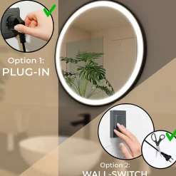 Lomazoo Miroir salle de bain Florence avec LED 80 cm noir rond