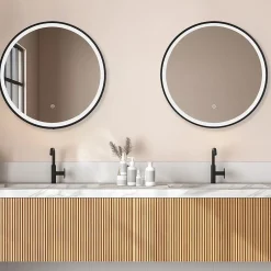 Lomazoo Miroir salle de bain Florence avec LED 80 cm noir rond