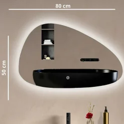Lomazoo Miroir salle de bain Bilbao avec LED 80 x 50 cm asymétrique