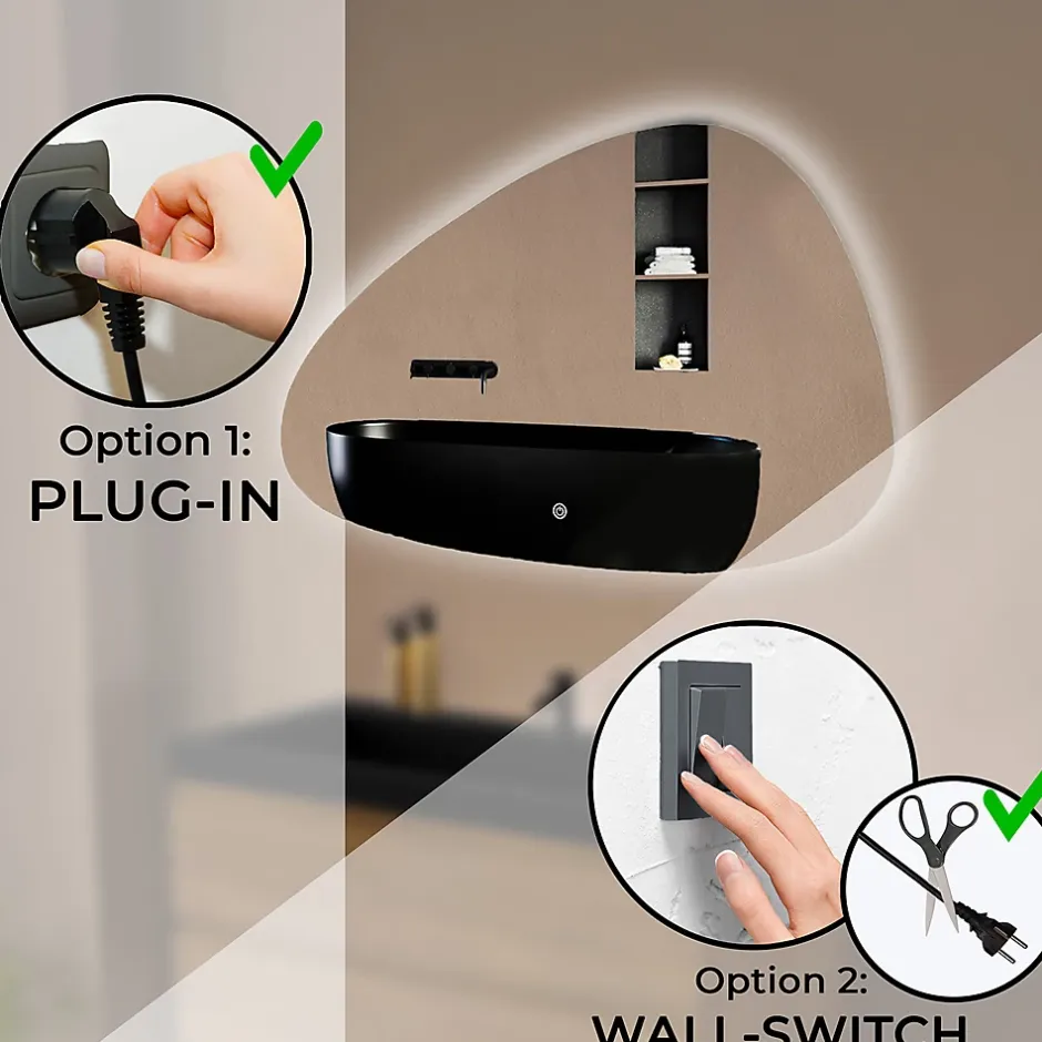 Lomazoo Miroir salle de bain Bilbao avec LED 80 x 50 cm asymétrique