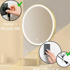 Lomazoo Miroir salle de bain Miami avec LED 70 cm doré