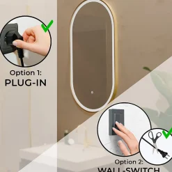 Lomazoo Miroir salle de bain lumineux LED Hamburg 50x70 cm ovale doré