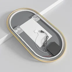 Lomazoo Miroir salle de bain lumineux LED Hamburg 50x70 cm ovale doré