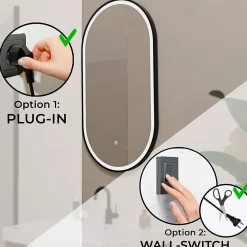 Lomazoo Miroir salle de bain lumineux LED Leipzig 50x90 cm ovale noir* Miroir Lumineux