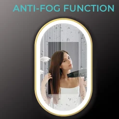 Lomazoo Miroir salle de bain lumineux LED Berlin 40x70 cm ovale doré