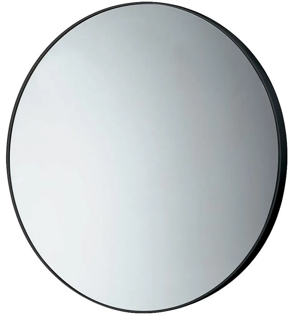 Kiamami Valentina Miroir Salle De Bain Rond 60 Cm Avec Cadre Noir En Résine Thermoplastique* Miroir Grossissant
