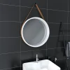 Aurlane Miroir salle de bain rond type barbier diamètre 50 cm - BARBER WHITE
