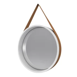 Aurlane Miroir salle de bain rond type barbier diamètre 50 cm - BARBER WHITE