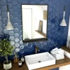 Aurlane Miroir salle de bain 80x60cm - laqué noir mat avec étagères - FRAMED MIRROR