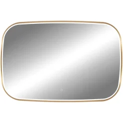 MPGlass Miroir salle de bains éclairant à LED cadre doré l.120 x H.80 x P.4 cm, anti-buée, Céleste