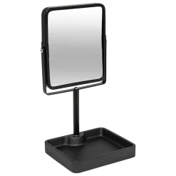 5five Simply Smart Miroir salle de bains grossissant x3 et pivotant en métal noir avec plateau l.15,2 x H.30 x P.12,8 cm, Glass