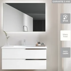 Ledimex Miroir Salle de Bains Lumineux SUECIA avec Eclairage Rétro-Eclairé 120x80* Miroir Lumineux