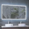 Ledimex Miroir Salle de Bains Lumineux SUIZA Anti-Buée et Eclairage Frontal Triled Tactile On/Off Noir Mat 70x80cm