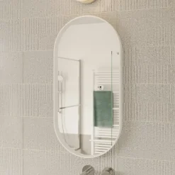 GoodHome Miroir salle de bains oblong 40x80 cm, blanc, Tisa* Miroir Simple