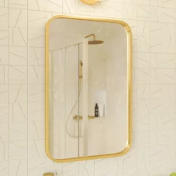 GoodHome Miroir salle de bains rectangulaire 100x70 cm, doré, Tisa