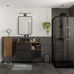 GoodHome Miroir salle de bains rectangulaire 100x70 cm, noir, Tisa* Miroir Simple