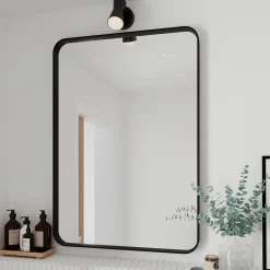 GoodHome Miroir salle de bains rectangulaire 100x70 cm, noir, Tisa* Miroir Simple