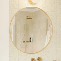 GoodHome Miroir salle de bains rond Ø100 cm, doré, Tisa* Miroir Simple
