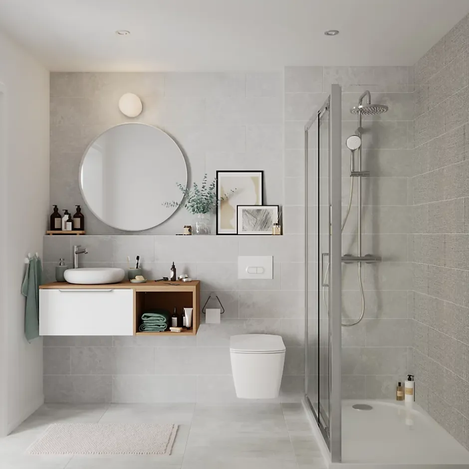 GoodHome Miroir salle de bains rond Ø80 cm, blanc, Tisa