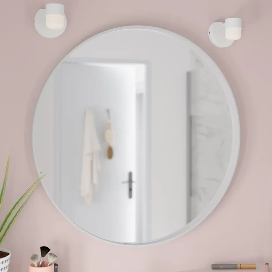 GoodHome Miroir salle de bains rond Ø80 cm, blanc, Tisa