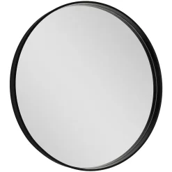 GoodHome Miroir salle de bains rond diamètre 80 cm Tisa noir* Miroir Simple