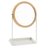 Levasseur Miroir salle de bains, rond, à poser, en bambou et métal blanc Garden* Miroir Simple