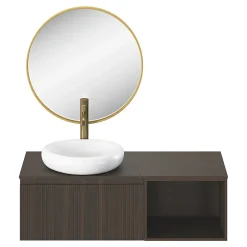 GoodHome Miroir salle de bains rond diamètre 60 cm Tisa doré