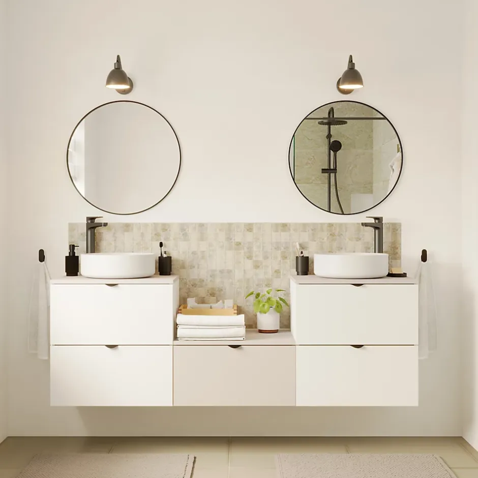 GoodHome Miroir salle de bains rond diamètre 60 cm Tisa noir