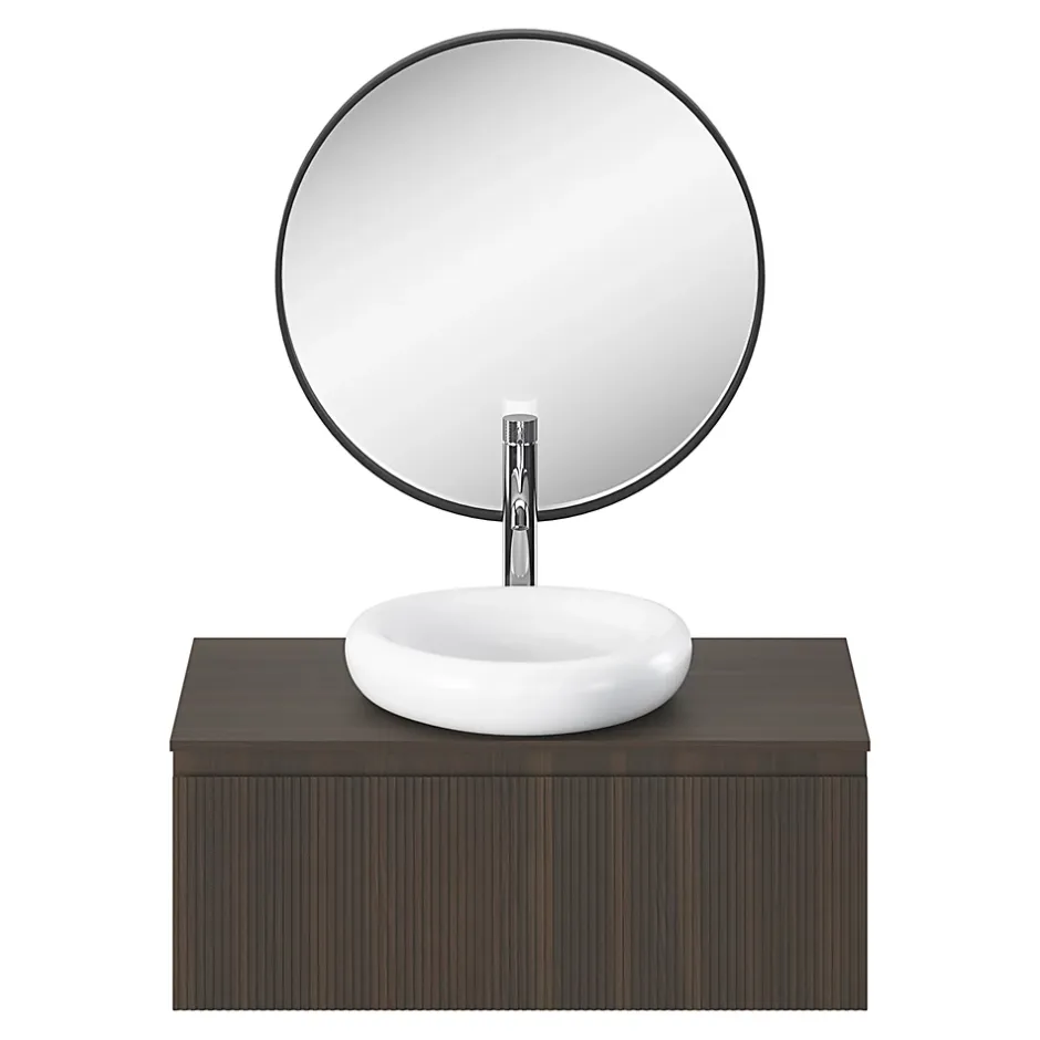 GoodHome Miroir salle de bains rond diamètre 60 cm Tisa noir