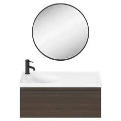 GoodHome Miroir salle de bains rond diamètre 60 cm Tisa noir