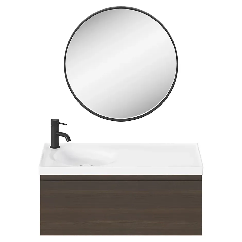 GoodHome Miroir salle de bains rond diamètre 60 cm Tisa noir