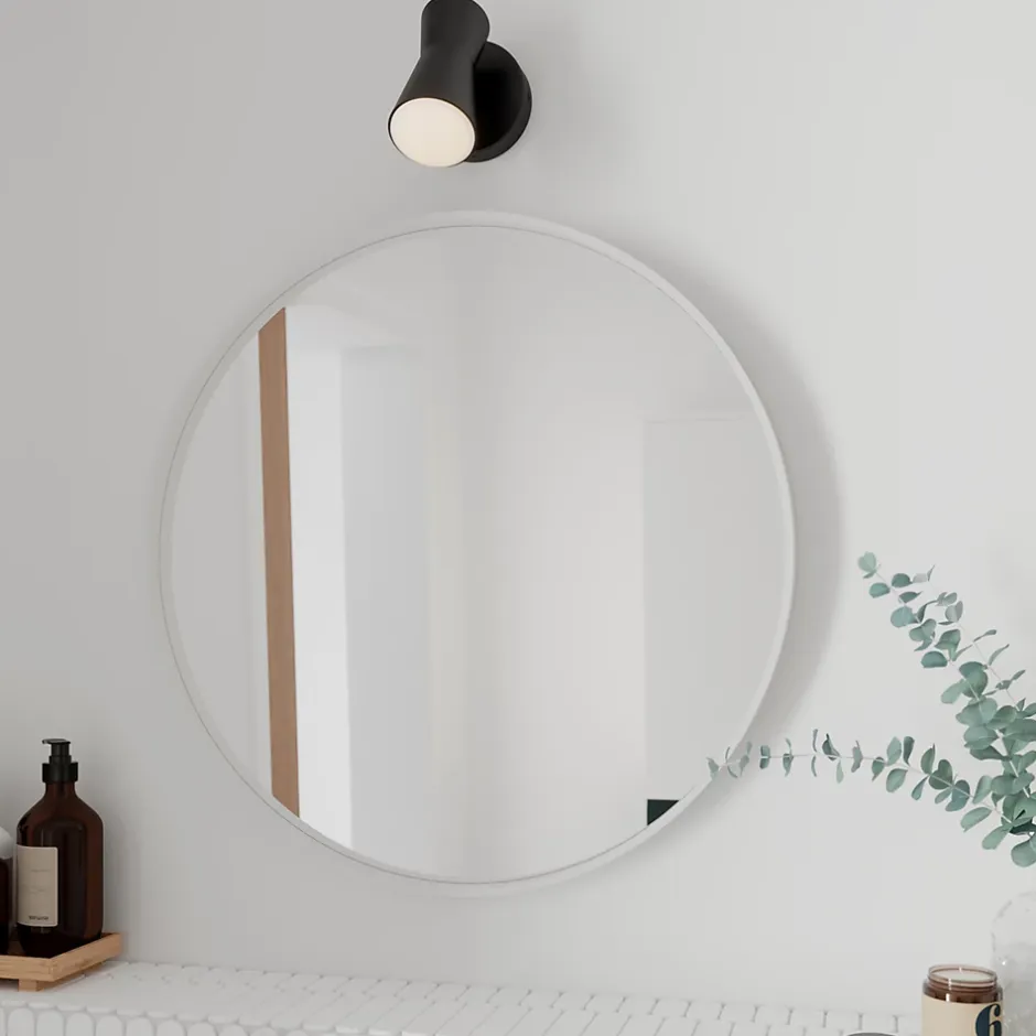 GoodHome Miroir salle de bains rond Ø60 cm, blanc, Tisa