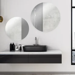 Miroir salle de bains rond diamètre 40 cm Dunnet noir